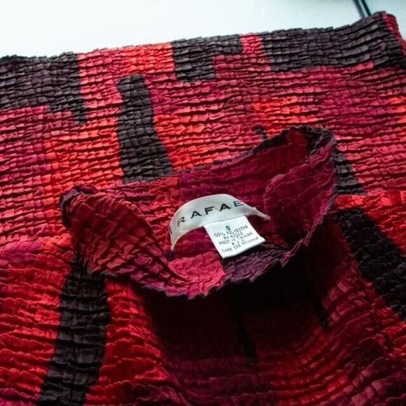 Vgt Rafael Y2K Blood Red Goth Crinkle Sleeveless Mock Neck Stretch Top Size S - Picture 6 of 9